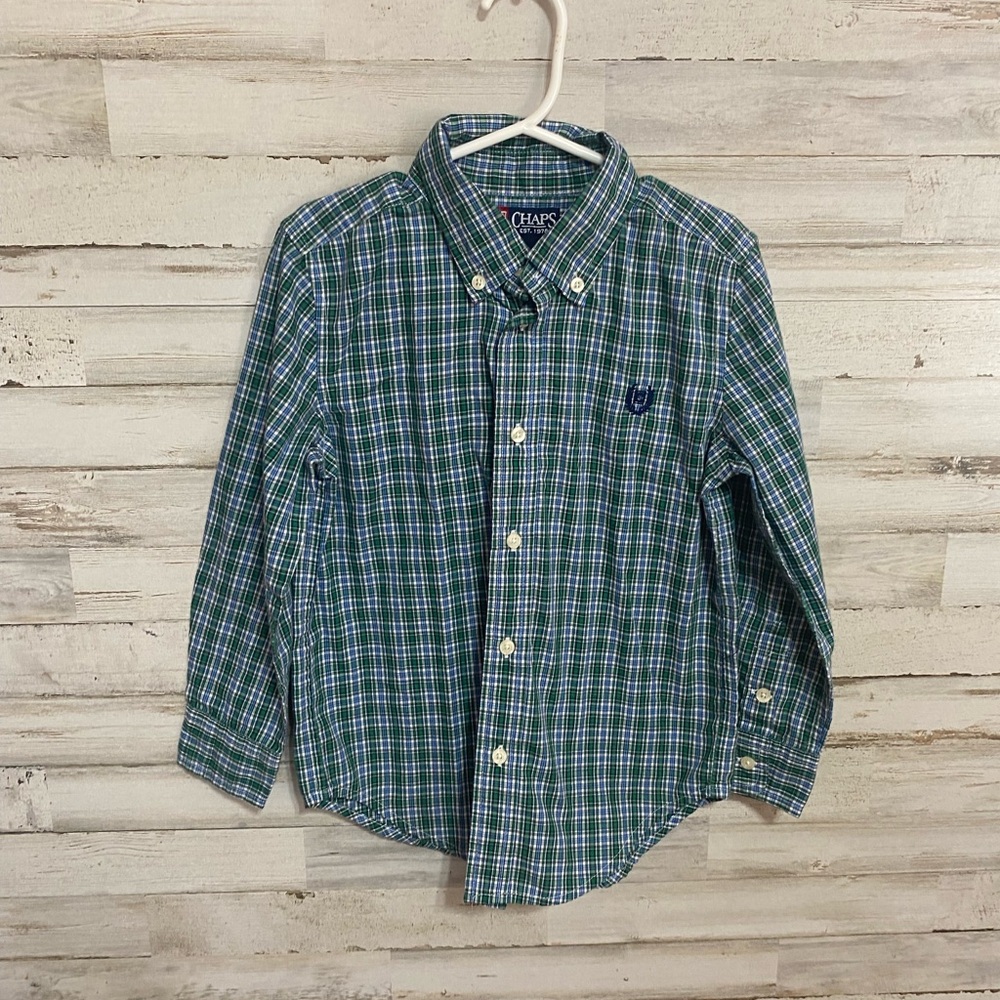 Chaps Green and Blue Plaid Shirt